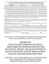 Alamo Industrial BUILT SHARPER AM5000 Operator’s Manual With Parts Listing