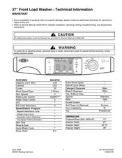Maytag MAH6700A Series Technical Information