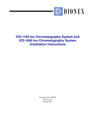 Dionex ICS-1600 Installation Instructions Manual