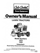 Cub Cadet 1015 Owner's Manual