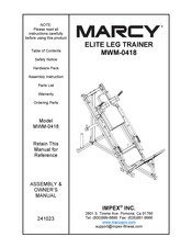 Marcy MWM-0418 Assembly & Owners Manual