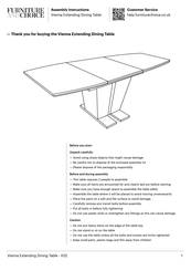 FURNITURE AND CHOICE Vienna Extending Dining Table Assembly Instructions Manual