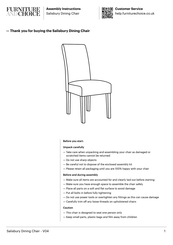 FURNITURE AND CHOICE Salisbury Assembly Instructions Manual