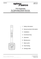 Spirax Sarco TFA Installation And Maintenance Instructions Manual