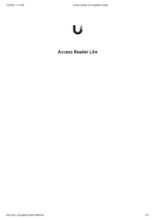 Ubiquiti Access Reader Lite Installation Manual