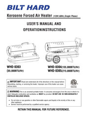 BILT HARD WHD-0305 User's Manual And Operation Instructions