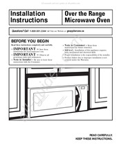 GE cvm1599svc Installation Instructions Manual