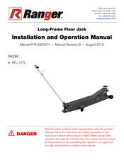 Ranger 5900074 Installation And Operation Manual