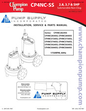 Champion Pump CP4NC3724SS Installation, Service & Parts Manual