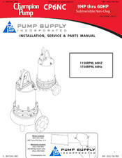Champion Pump CP6NC Installation, Service & Parts Manual