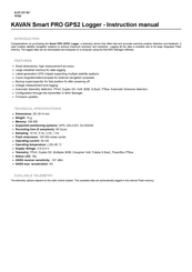 Kavan Smart PRO GPS2 Logger Instruction Manual