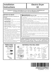 GE GTDL210ED3WW Installation Instructions Manual