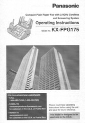 Panasonic KX-FPG175 Operating Instructions Manual