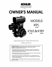 Kohler K161T Operating & Maintenance Instructions