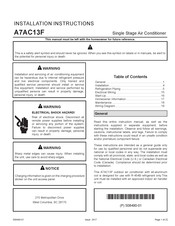 Allied Air A7AC13F Installation Instructions Manual