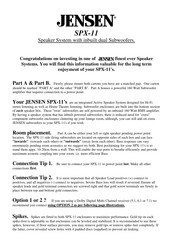 Jensen SPX-11 Quick Start Manual