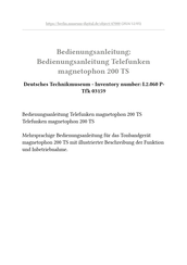 Telefunken magnetophon 200 TS Manual