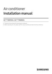 Samsung AC DN1DCG Series Installation Manual