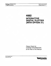 Tektronix TEK 4662 Operator's Manual