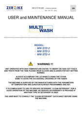 Zernike MULTIWASH MW STD 3 User And Maintenance Manual