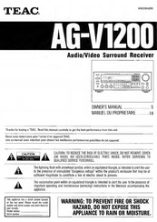 Teac AG-V1200 Owner's Manual