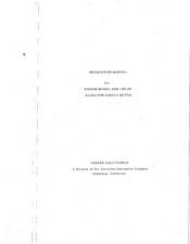 VICTOREEN INSTRUMENT JORDAN AGB-10G-SR Instruction Manual