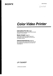 Sony UP-7300MDP Instructions For Use Manual