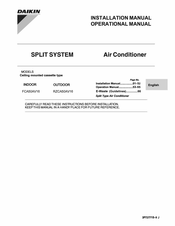 Daikin FCA50AV16 Installation And Operation Manual