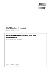 Warema Light well cover Instructions For Installation, Use And Maintenance Manual
