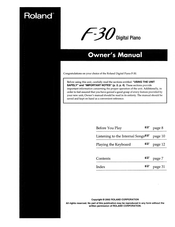 Roland F-30 Owner's Manual