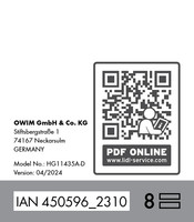 Auriol 450596 2310 Operation And Safety Notes