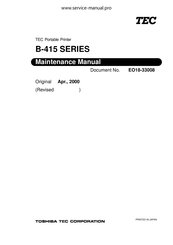 TOSHIBA TEC Corporation B-415-GH25 Maintenance Manual