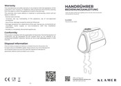 Klamer Hand Mixer 600 User Manual