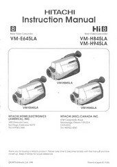 Hitachi VME-645LA - Camcorder Instruction Manual