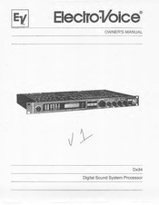 Electro-Voice Digital Sound System Processor Dx34 Owner's Manual