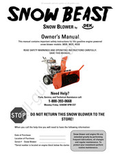 DEK SNOW BEAST Owner's Manual