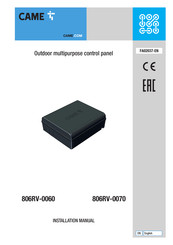 CAME 806RV-0060 Installation Manual