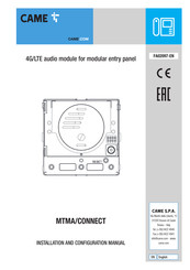 CAME MTMA/connect Installation And Configuration Manual