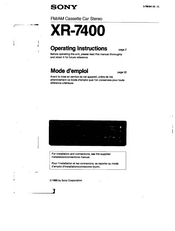 Sony XR-7400 Operating Instructions Manual