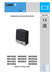 CAME BKV20RGS Manual