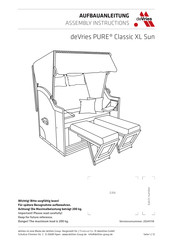 deVRIES PURE Classic XL Sun Assembly Instructions Manual