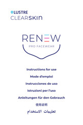LUSTRE CLEARSKIN RENEW Instructions For Use Manual
