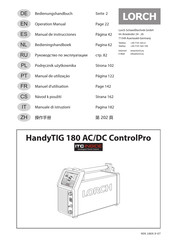 Lorch HandyTIG 180 AC/DC ControlPro Operation Manual