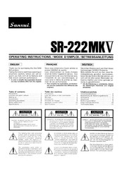 Sansui SR-222MKV Operating Instructions Manual