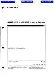 Siemens SONOLINE SI-450 Adjustment Instructions Manual
