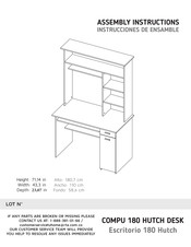 RTA COMPU 180 HUTCH DESK Assembly Instructions Manual