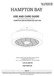 HAMPTON BAY POMPTON 44001-030 Use And Care Manual