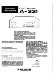 Pioneer A-331 Operating Instructions Manual