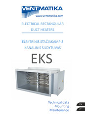 Ventmatika EKS Technical Data, Mounting, Maintenance