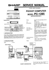 Sharp PC-1285 Service Manual
